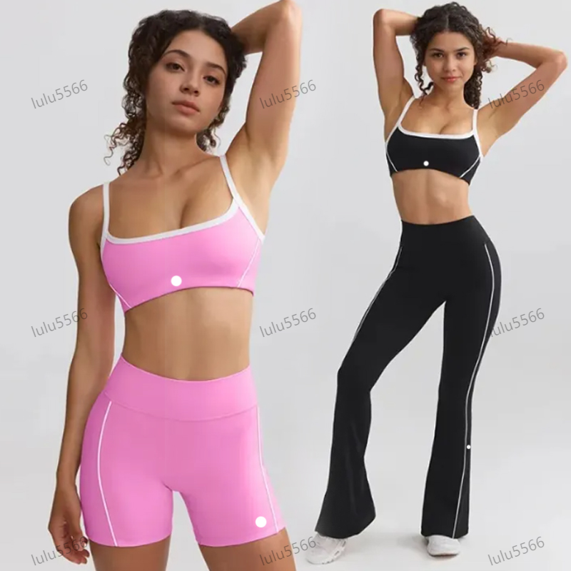 2024 Yoga Set High waist pants clothing suit Lycra fabric womens lingerie Sports Bra underwear shockproof tight suspenders workout sets jump designer leggings