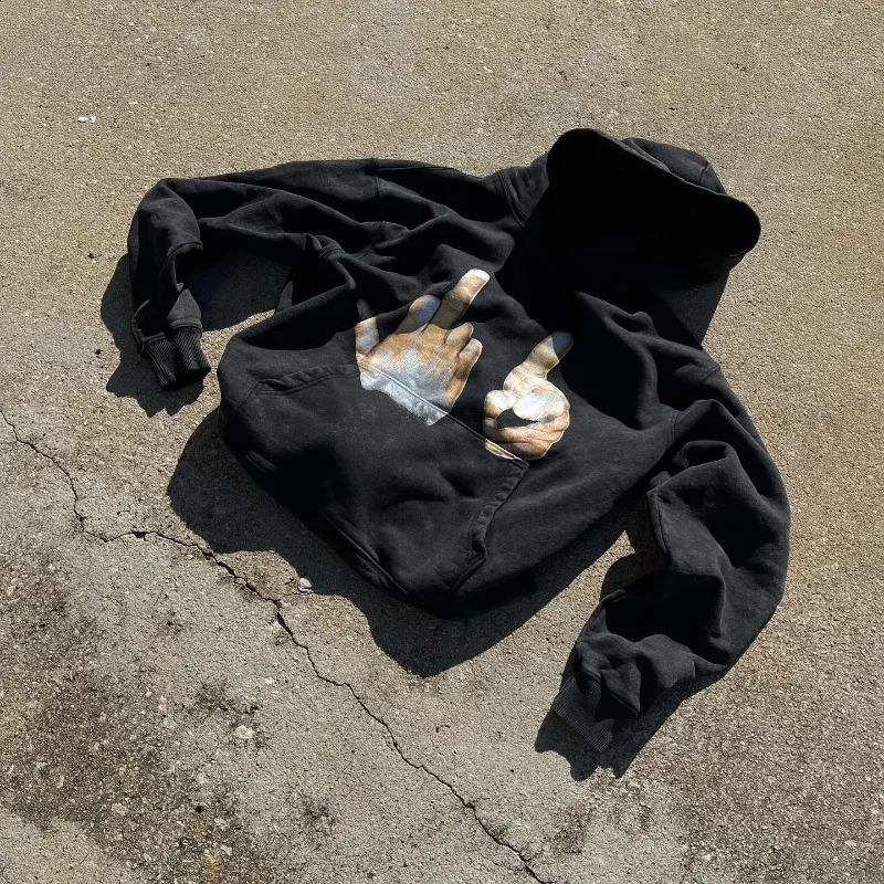 Street Fashion Vintage Print Hoodie for Men Y2k Goth Harajuku Fashion Coat Couple Casual Personality Loose Sweatshirt 240729