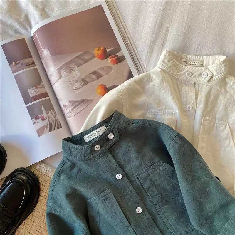 80-140cm Spring and Autumn Girls and Boys Casual Long sleeved Shirts Childrens Casual Shirts Childrens Casual Shirts Childrens ClothingW240729