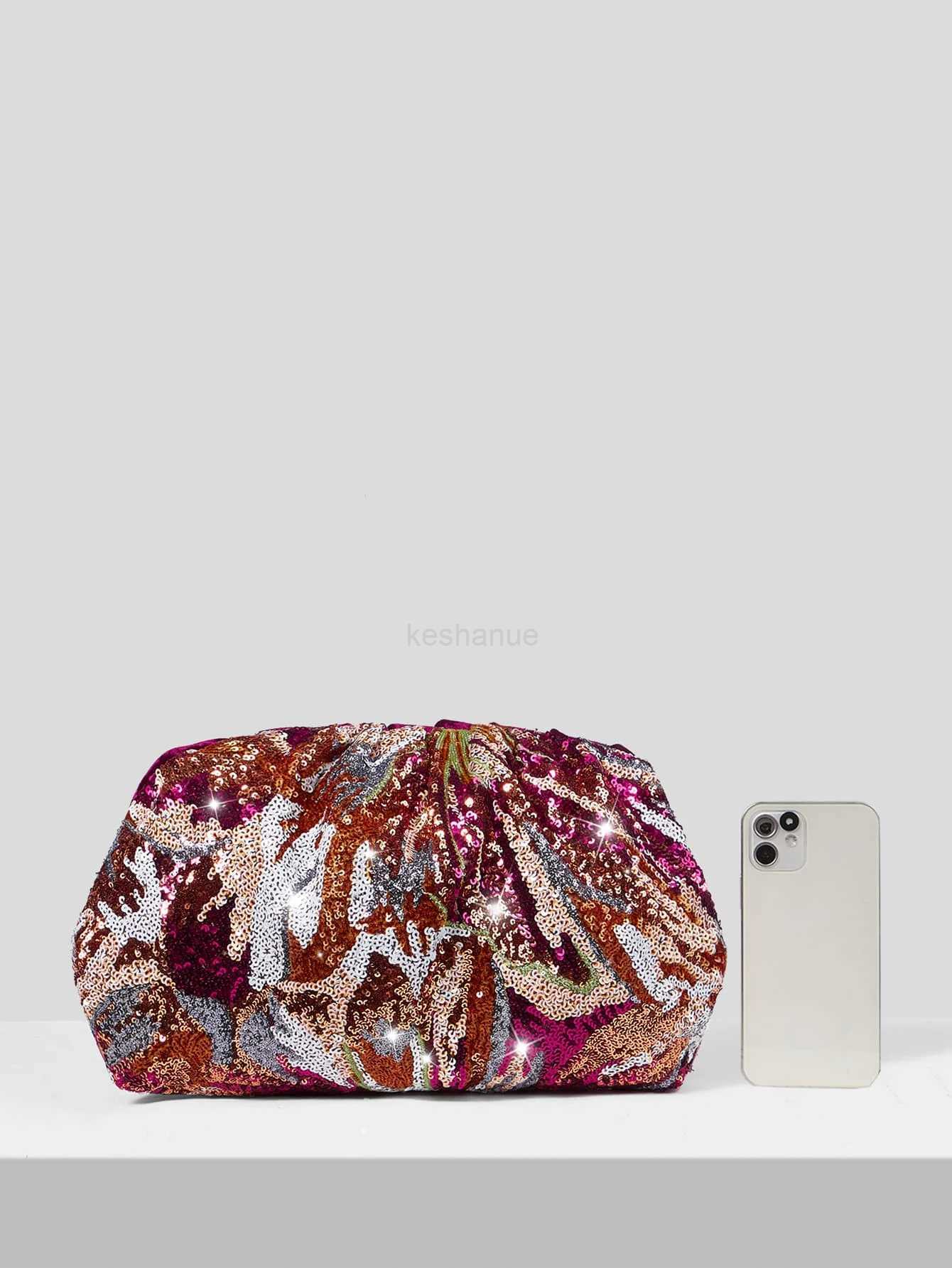 Exquisite Dazzling Women Rose Red Evening Clutch Bag Random Pattern Evening Party Clutch Purses Messenger BagsXJ240729