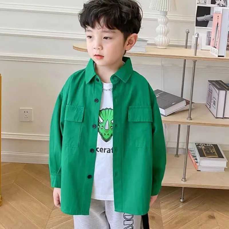 Childrens boys shirts childrens clothing baby cotton spring and autumn boys shirts loose fitting long sleevesW240729