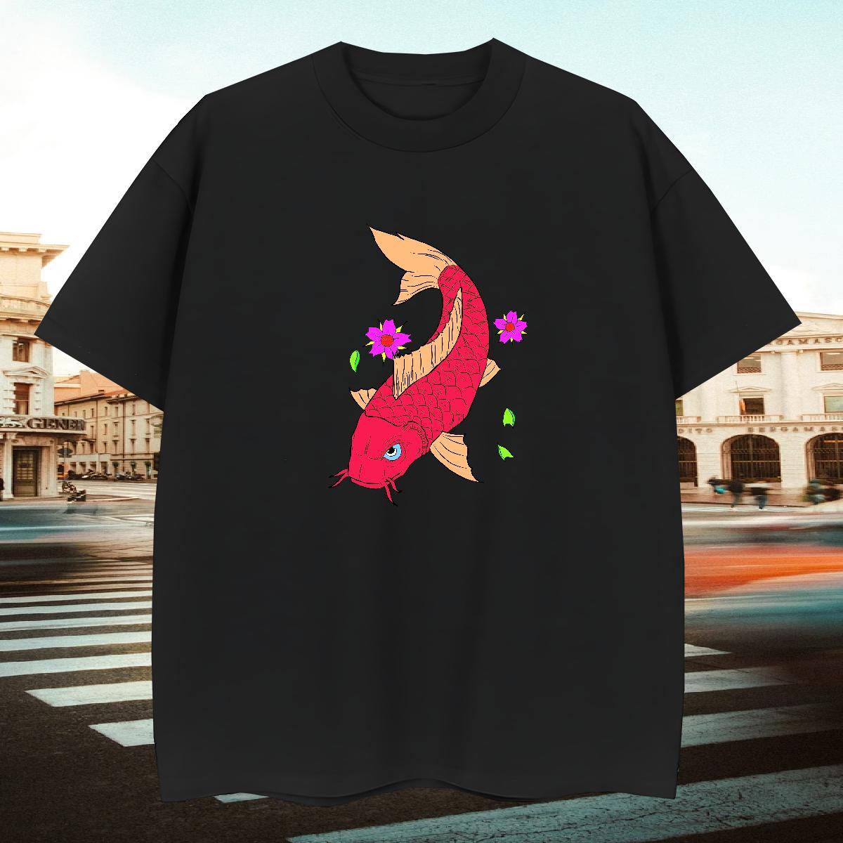 Designer Men Clothes T-Shirt 230g 100% Cotton Sports Casual fish Plus Size Custom Breathable Short Sleeve 2024 Summer Man T Shirts Tees