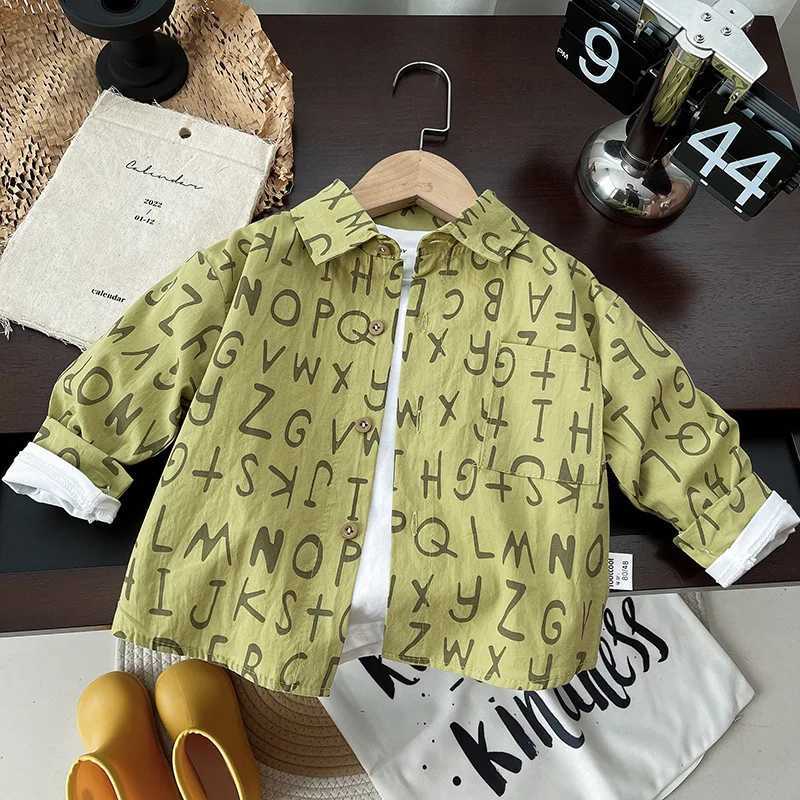 Childrens shirts spring thin shirts baby boy stripes cotton tops long sleeved shirts for children aged 1 2 3 and 4W240729