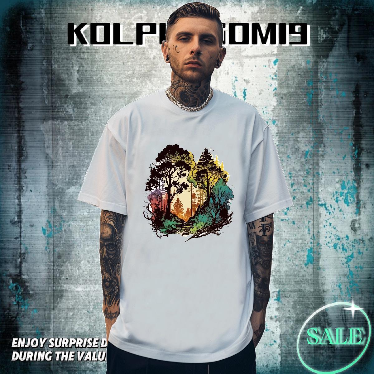 Brand Tshirts 230g Pure Cotton Street tree Custom Print Oversized Short Sleeve O-Neck Designer Fashion Men T Shirts Top Tees