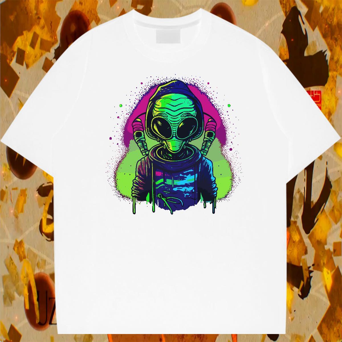 Comfortable Men Tees 230g Cotton Street ET Graphic Breathable Short Sleeve 2024 DIY Mens T Shirts Tees Shirts