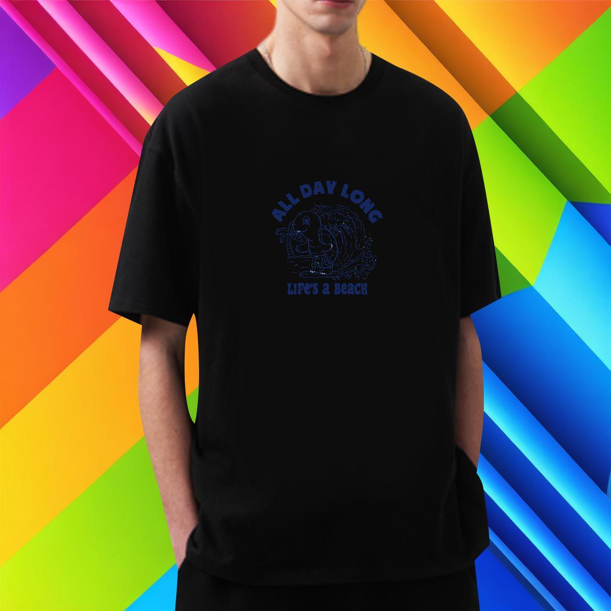 Wholesale Tshirt for Man Woman 230g Cotton Outdoor sea wave DIY Crew Neck Breathable 2024 DIY T-Shirts for Men Tshirts