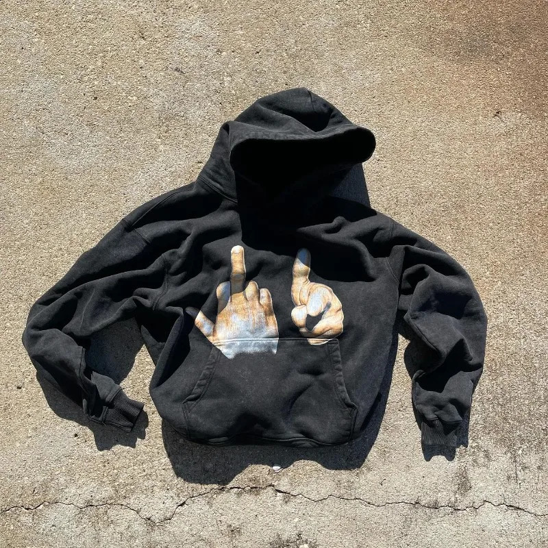 Street Fashion Vintage Print Hoodie for Men Y2k Goth Harajuku Fashion Coat Couple Casual Personality Loose Sweatshirt 240729