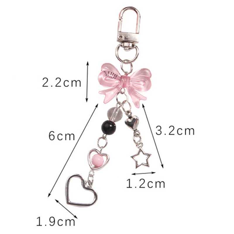 Goth Y2K Phone Charm Bow Heart Star Keychain Pendant Kawaii Key Chain Bag Phone Chain Cute Accessory For Girls Women JewelryL240729