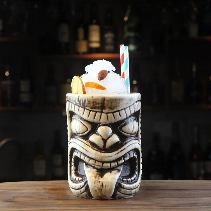 Ceramic Vase 480ml Creative TIKI MUG Hawaii Cocktail Martini Cups Ceramic Mask Cup Funny Cocktail Tiki Cups Bookshelf Decoration 240729