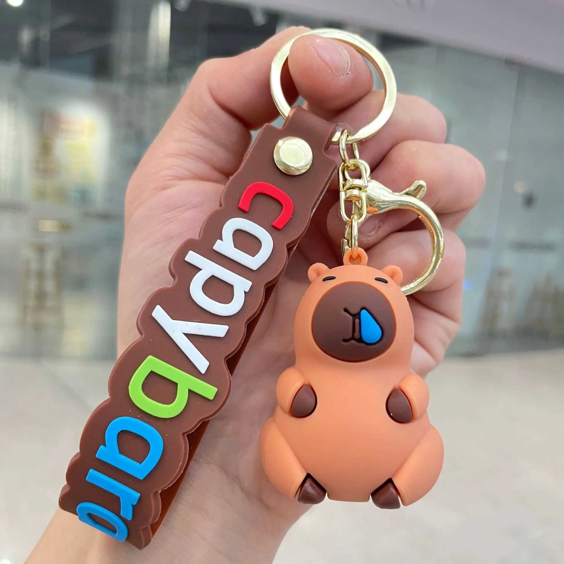 Capybara Rodent Capybara Pvc Pendant PVC Simulation Capybara Pvc Keychain Cute with Turtle Capibara Anime KeyringL240729