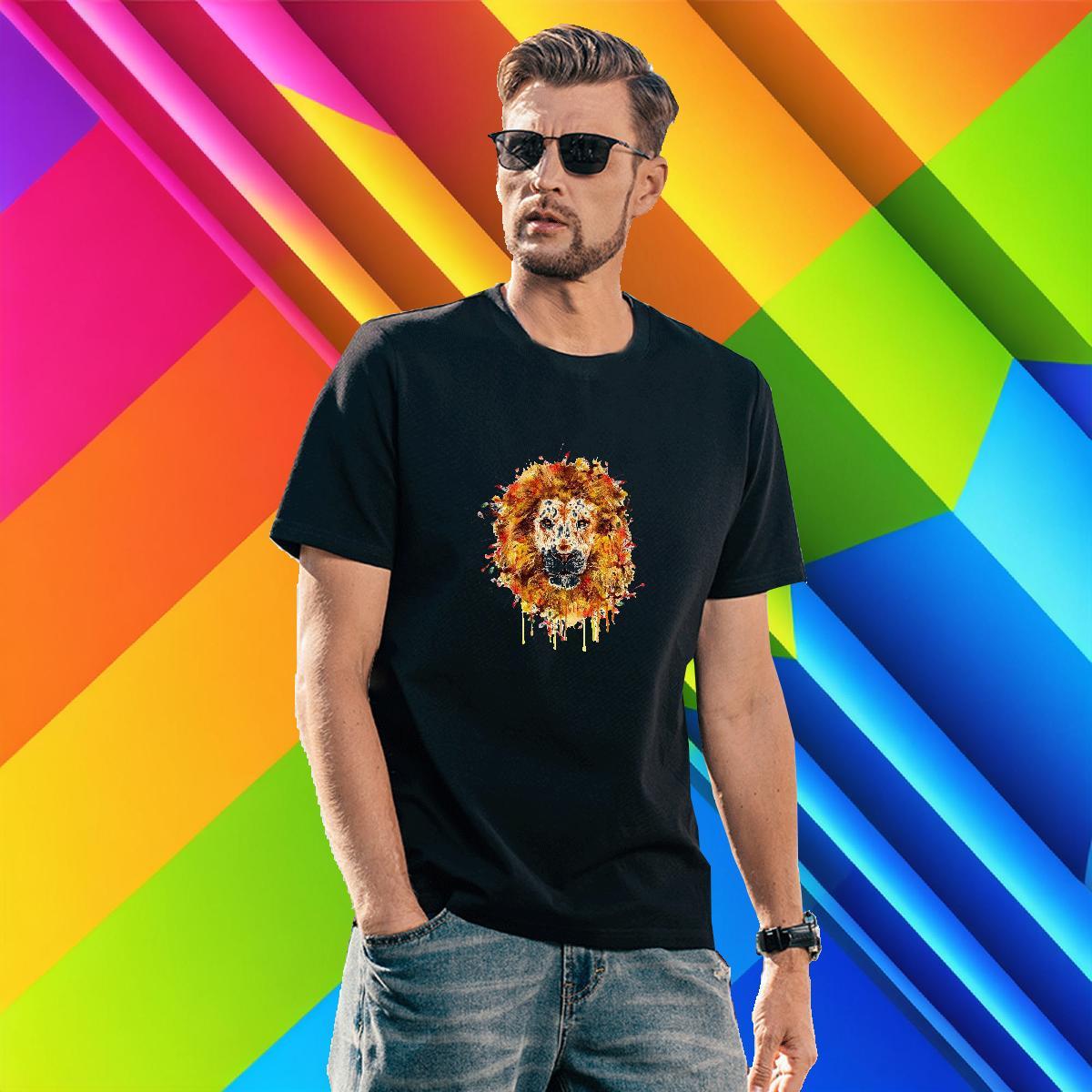 Free Shipping Mens Tshirts 230g Pure Cotton Outdoor lion Black Oversized Breathable Short Sleeve Designer Fashion T Shirt For Man Tops Shirt