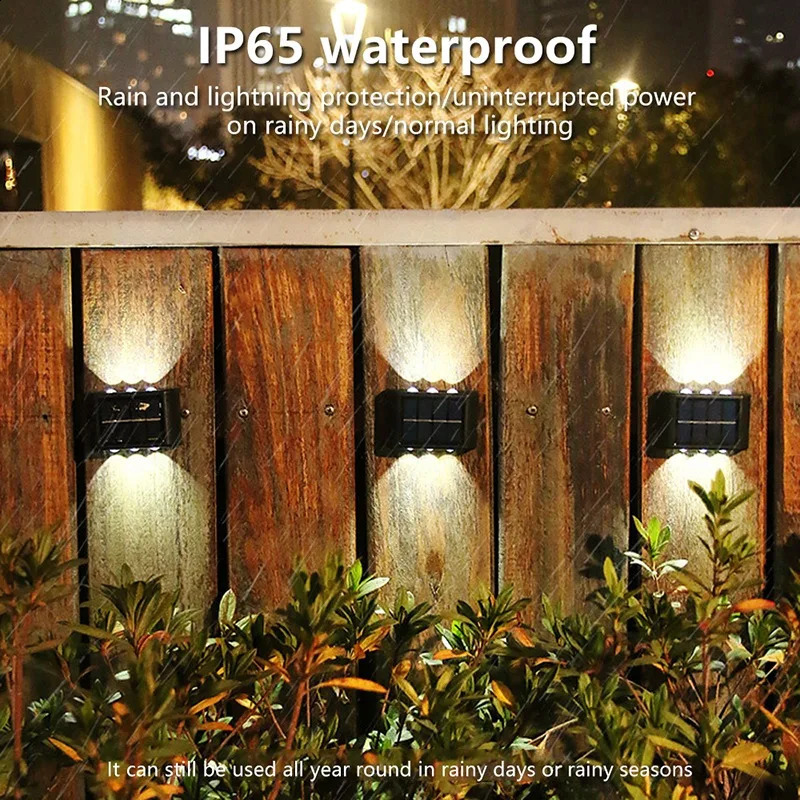 Outdoor Solar LED Wall Lights Waterproof Led Lamp Up And Down Luminous Lighting For Garden Balcony Yard Street Decor Lamps 240729