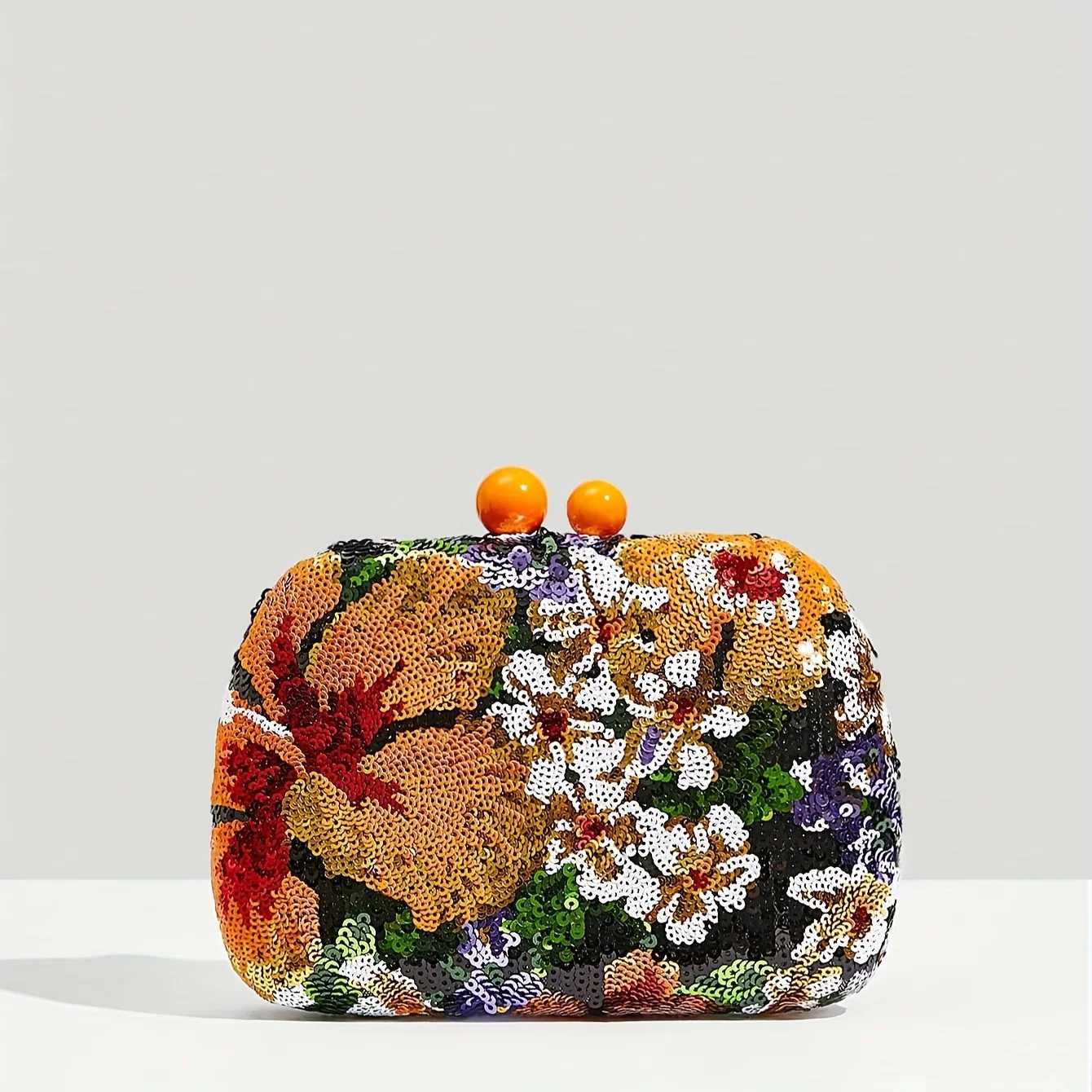 Retro Sequins Evening Dress Floral Pattern Clutch Mini Bag - Perfect For Party Wedding Club Dinner!XJ240729