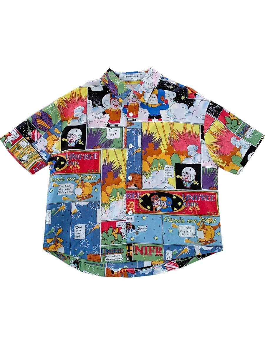 Childrens clothing boys short sleeved summer shirt childrens half sleeved summer top 2022 new fashionW240729
