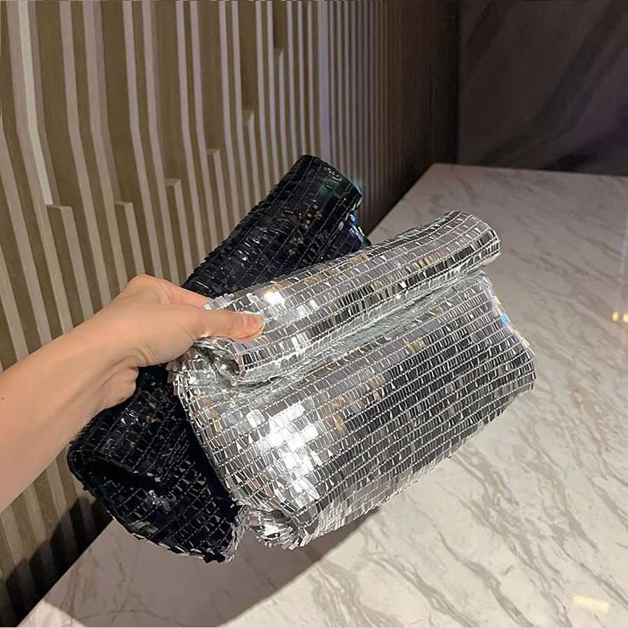 Women Envelope clutch bag Fashion shiny Sequins ladies Clutches Party lady evening bags handbagXJ240729