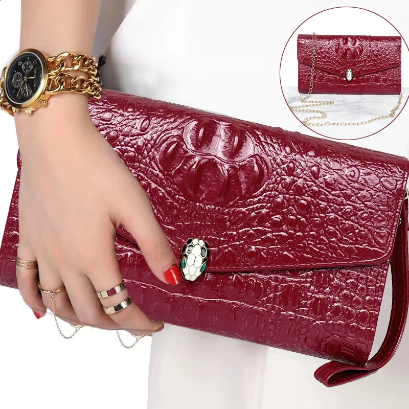 Fashion Large Capacity Clutches Women Pattern Shoulder Bag Snakehead Decor Clutch Bags Lady Envelope Handbags 240729