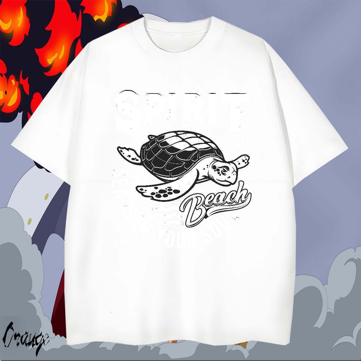 Unisex Mens Tshirts 230g Cotton Daily Outfit tortoise Custom Big Size Crew Neck DIY T-Shirts for Men Tees