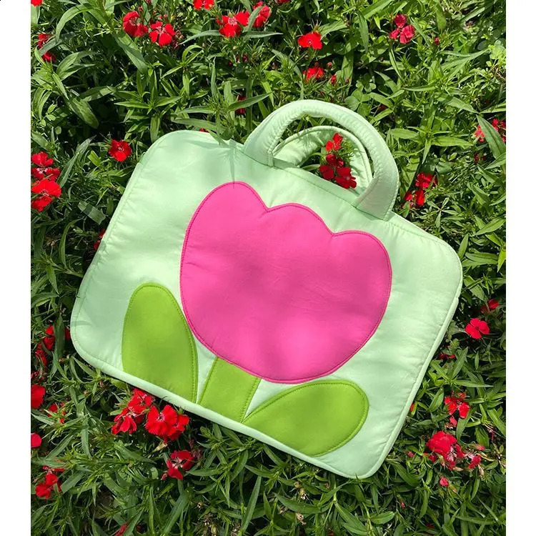 SwEEt TULip Color Matching Laptop Bag Protection Portable Handbag 240729