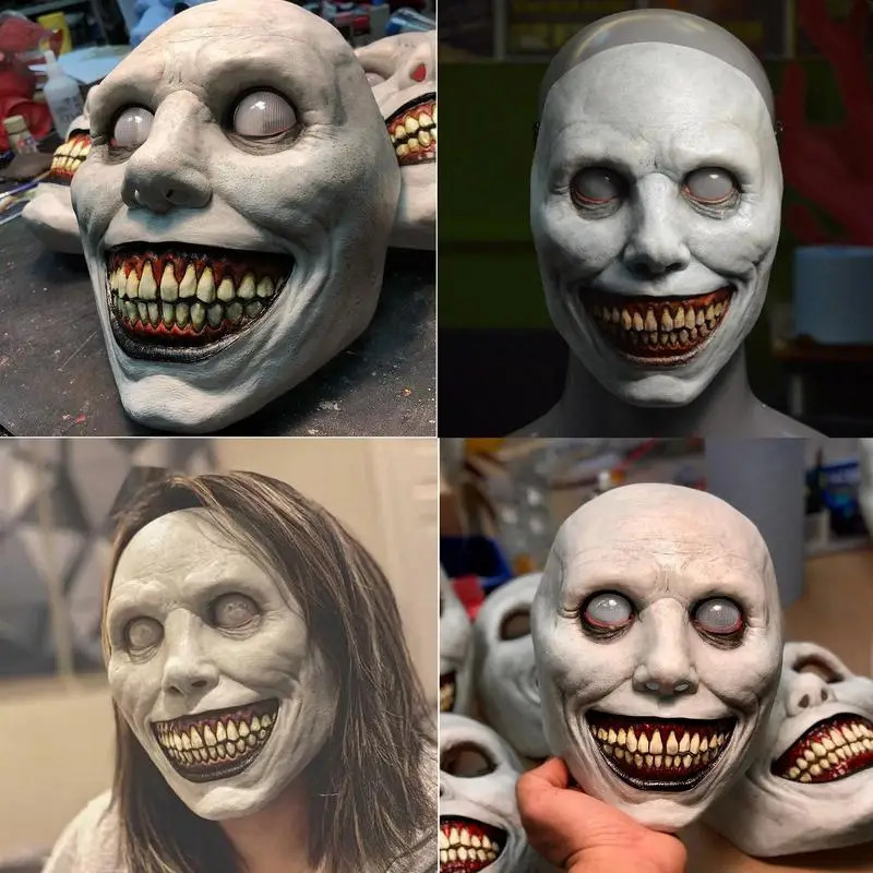 Creepy White Face Halloween Mask Smiling Mask Horror Face Masks Evil Cosplay Props Party Masquerade Halloween Mask 240729