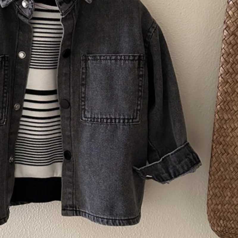Boys babies children shirts jackets outerwear pure cotton 2024 classic jeans spring and autumn shirts youth jackets childrens jacketsW240729