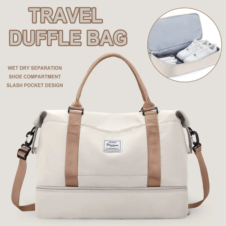 Likros Duffel Bag Travel Bag with Shoes Compartment Gym Tote Bags Shoulder Weekender Overnight Bag for Women Luggage Hangbag 240729