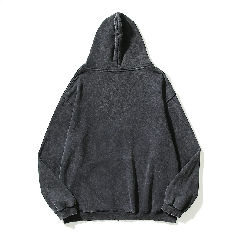 High Street Retro Washed Dirty Cut Zip Hooded Sweatshirtsr Jacket Men and Women Blank Harajuku Oversized Casual Hoodies 240808