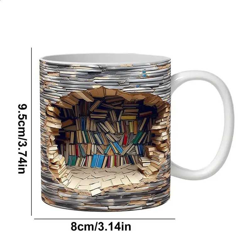3D Bookshelf Hole In Wall Mug, Personalized Custom Photo 11oz Ceramic Coffee Tea Cup for Birthday Christmas 2024 dh3628137
