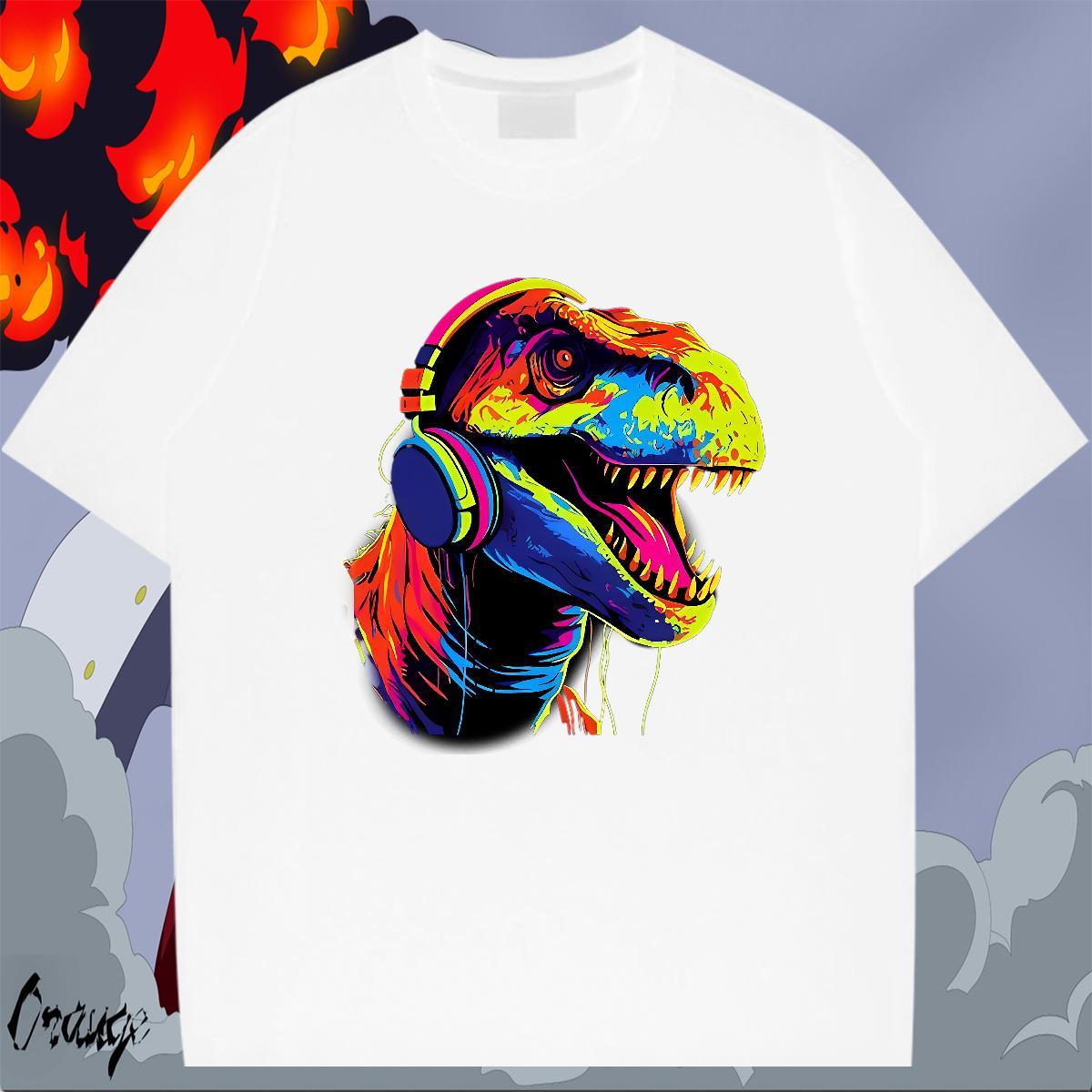 Unisex Men Clothes T-Shirt 230g Pure Cotton Spring Summer dinosaur Oversized Breathable Short Sleeve Fashion T Shirts Men Tees