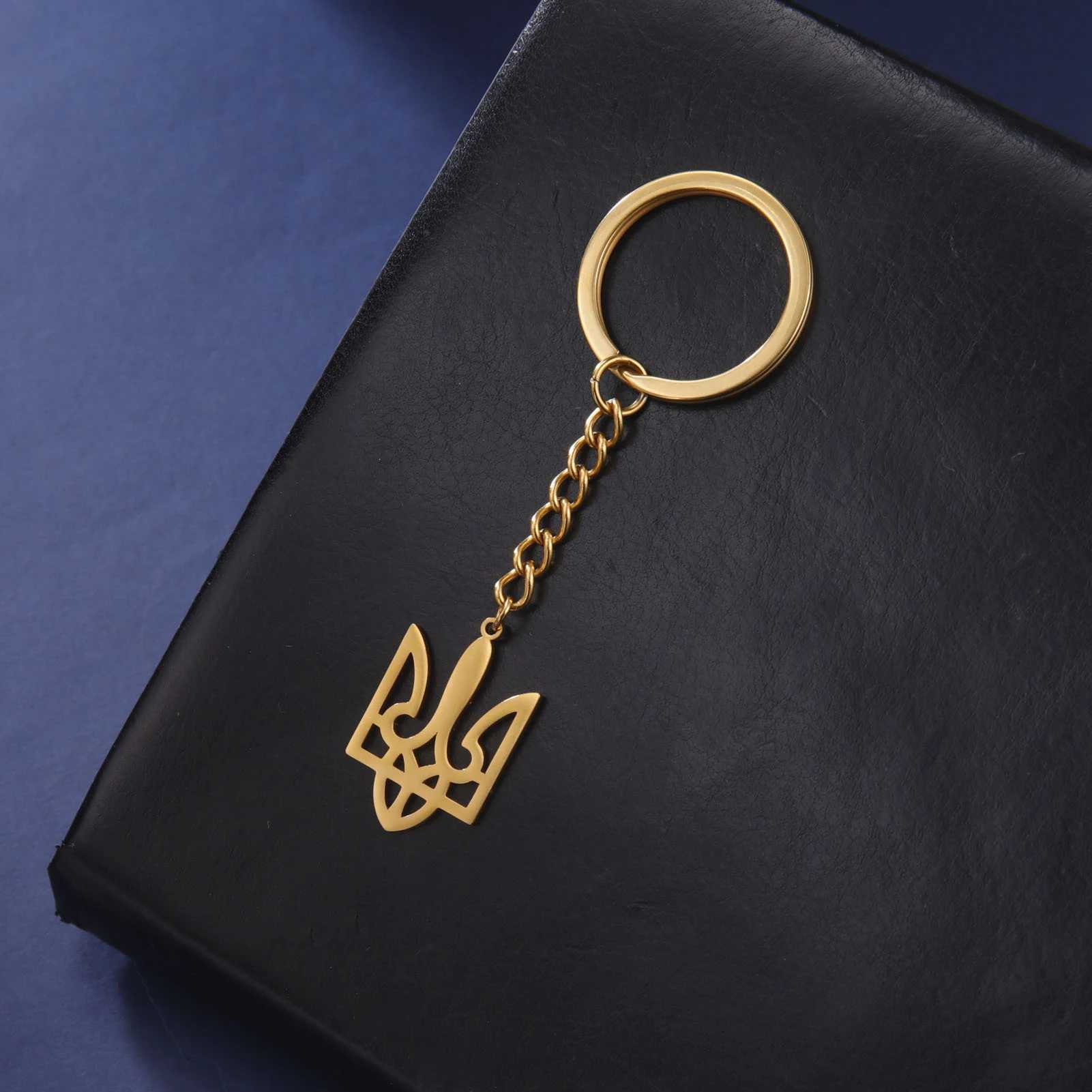 Ukraine National Emblem Keychain Ukrainian Symbol Rings Holder Steel Gold Color Jewelry Bijous Badge Bag Pendant Car Key ChainsL240729
