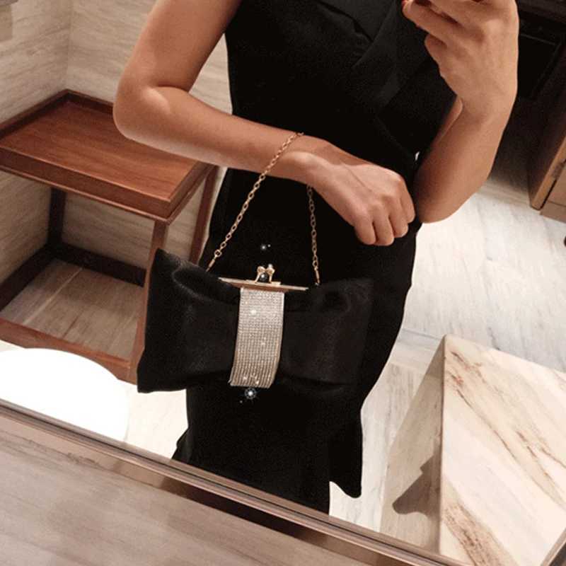 Woman Evening Bag Rhinestone Clutch Crystal Dinner Clutch Wallet Wedding Purse Party Banquet Black ButterflyXJ240729