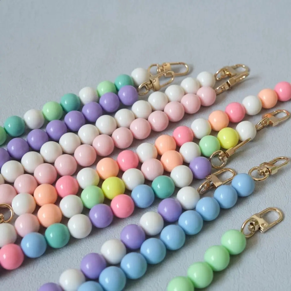 Colored Bead Handbag Chain Replaceable Bag Parts Accessories Handbag Strap Resin Phone Case Accessories Handcrafted Wristband 240729