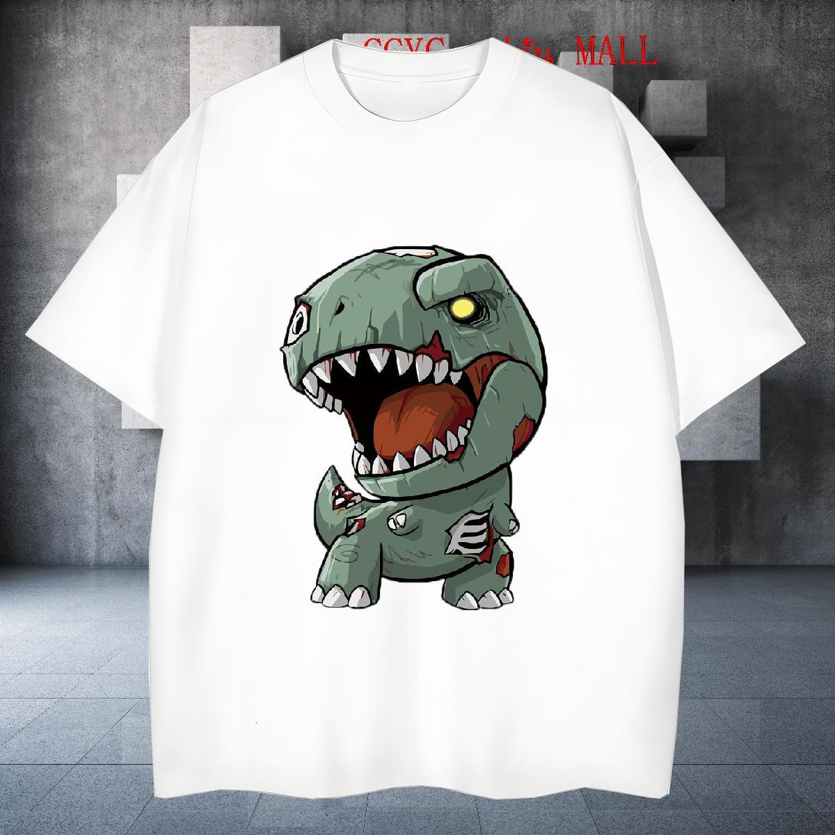 Brand Tshirt for Man Woman 100% Cotton 230g Sports Casual dinosaur Cartoon Printing L-4XL Crew Neck Breathable Stylist T shirt Clothings