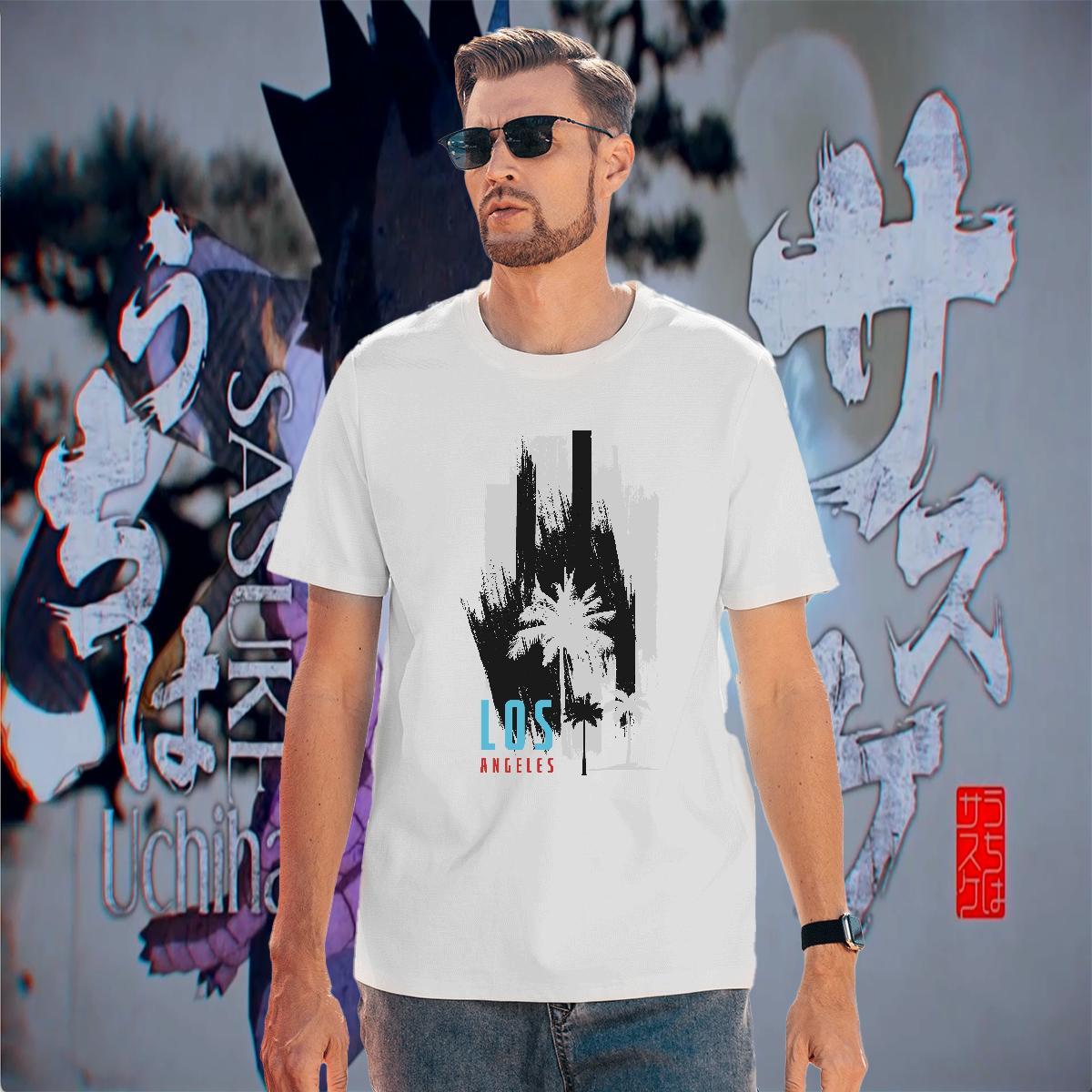 Loose Fit Men Tops Tees 230g Pure Cotton Beach letter Anime O-Neck Short Sleeve 2024 New T-Shirts for Men Tees Shirts