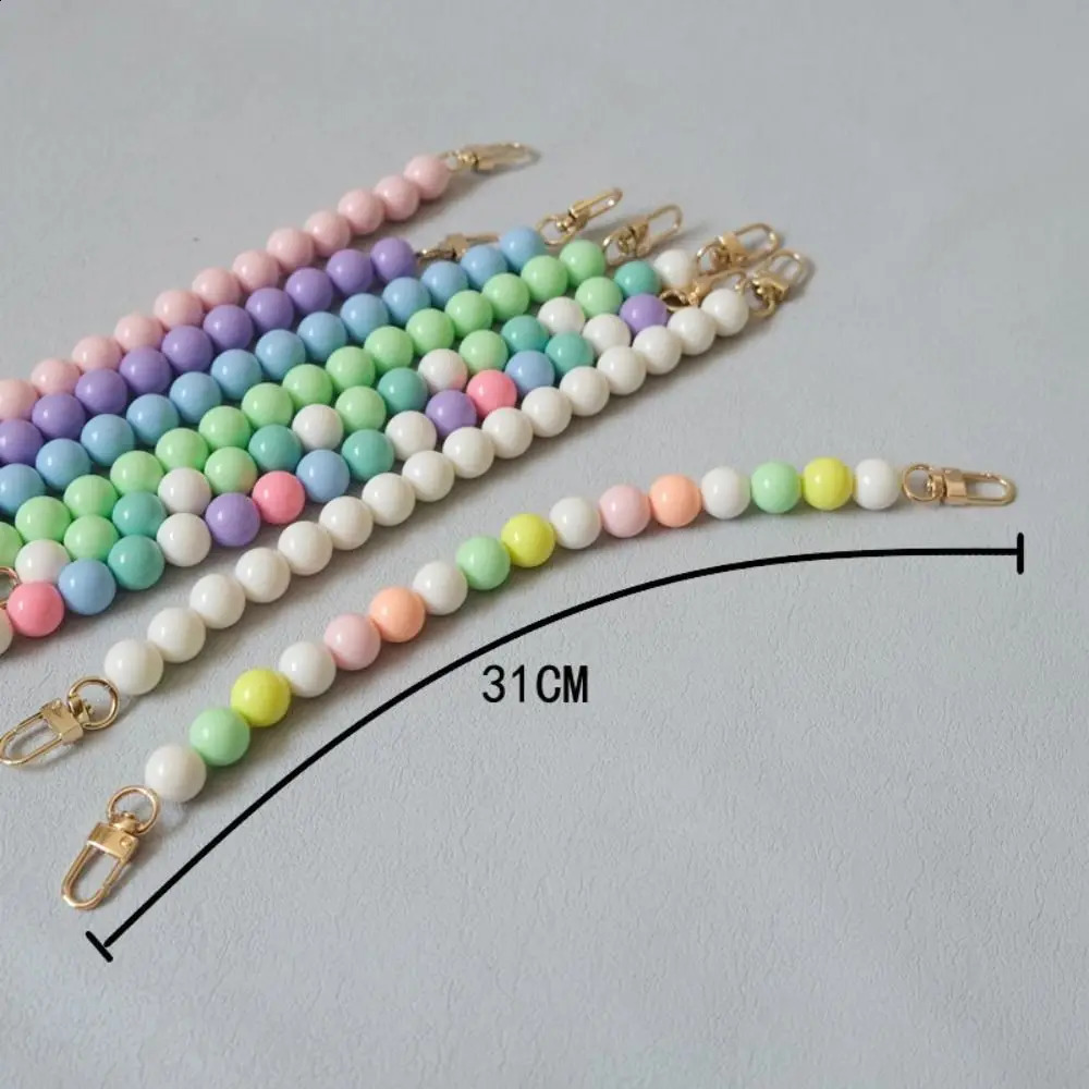 Colored Bead Handbag Chain Replaceable Bag Parts Accessories Handbag Strap Resin Phone Case Accessories Handcrafted Wristband 240729