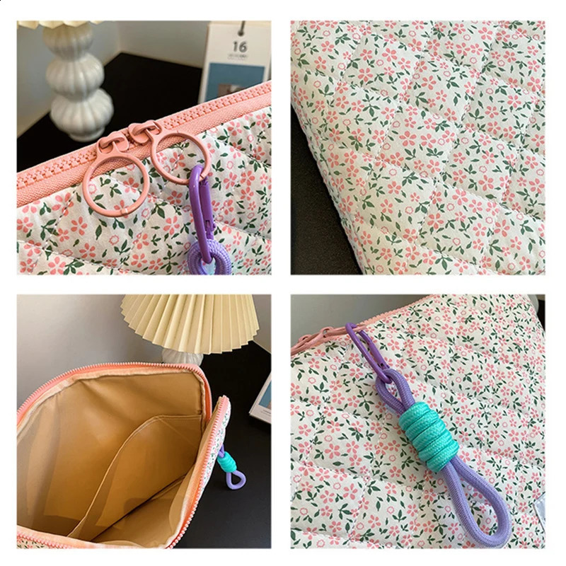 Ins Cute Flower Laptop Sleeve Computer Carrying Case Bag 11 13 14 15.3 15.6 Inch Portable Table Cover Bags for Mac Book HP ASUS 240729