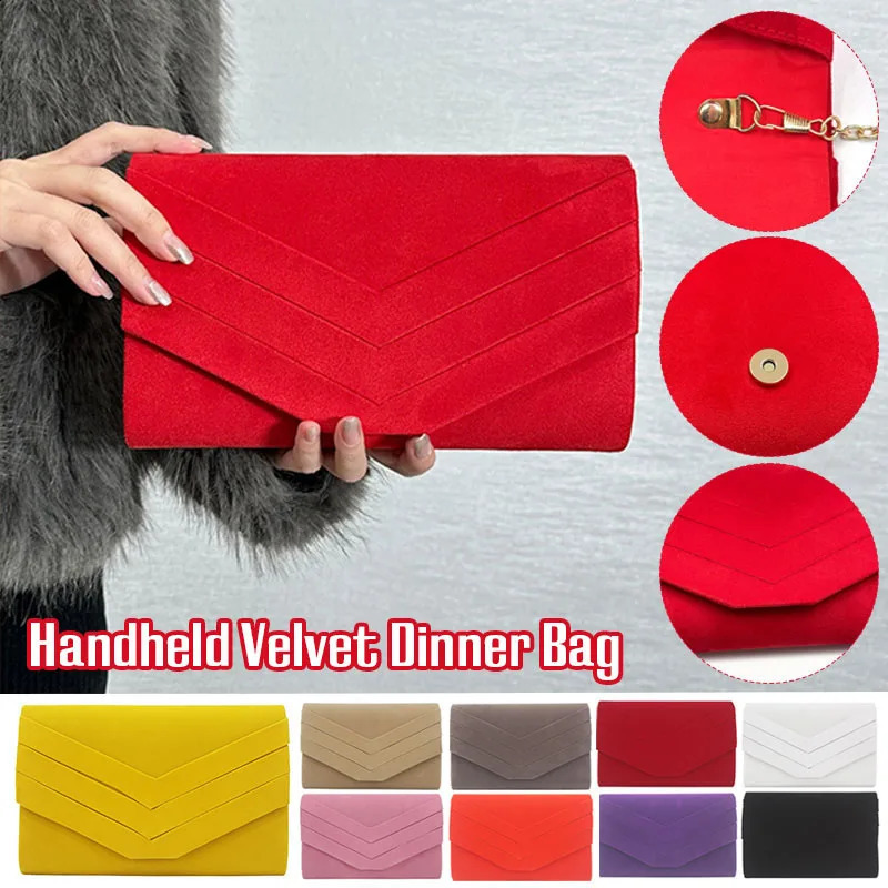 Ladies/women Wedding Hand Shoulder Clutch Evening Purse Veet Dinner Bag for Friends Party Carrying 240729 zhanyishengli