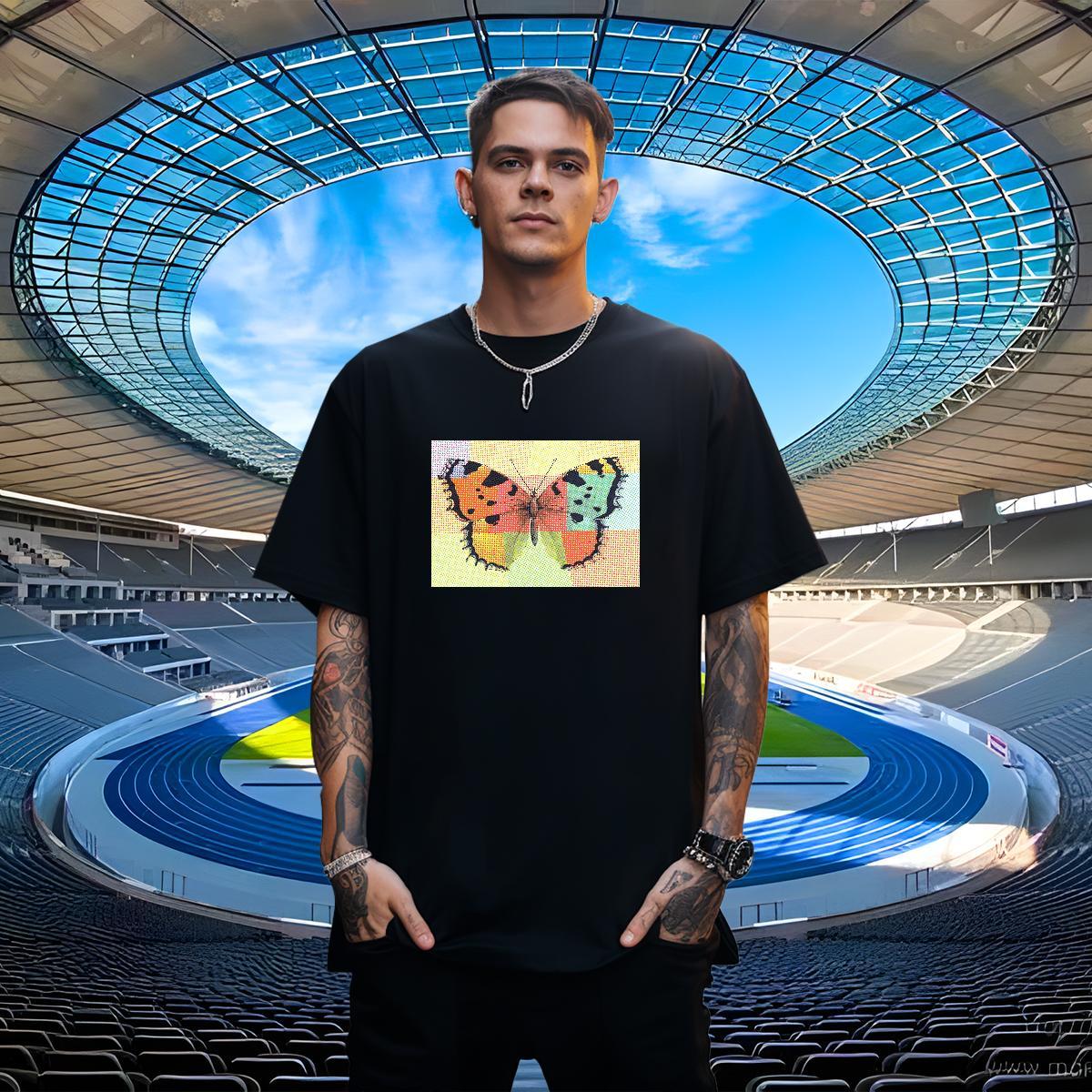 High Quality Mens Tshirts 230g 100% Cotton Casual Butterfly Graphic Breathable 2024 DIY Mens T Shirts Tops Shirt