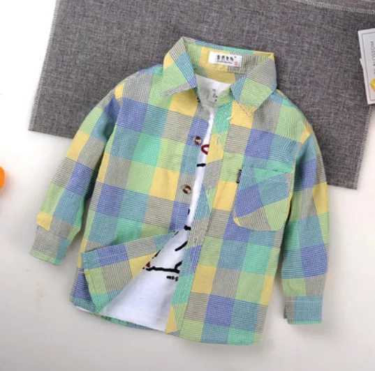 New Baby Boys Childrens Shirt Fashion Girls Boys Cotton Checkered Shirt Long Sleeve British School Childrens Clothing Spring/Summer TopW240729