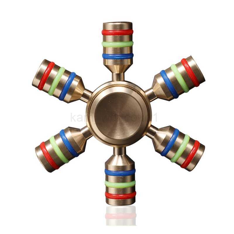 Brass Metal Fidget Spinner 6 Arm EDC Decompression Fingertip Gyro Antistress Toys For Kids Adults Juguetes AntiestrsM240729