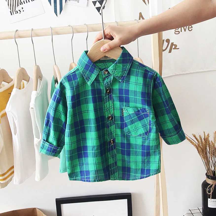 Spring and autumn boys shirts casual long sleeved childrens girls shirts childrens shirts baby boys plain shirts giftsW240729