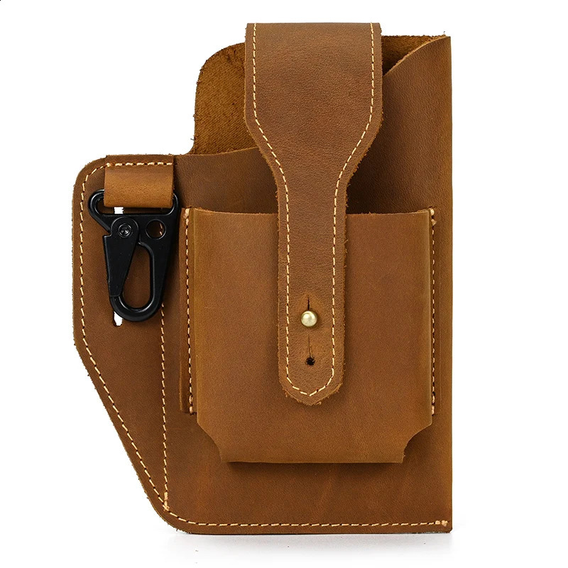 sbirds Arrivals Genuine Leather Phone Waist Bag Tactical Waist Pack Phone Pouch Outdoor Sports Waist Bag For Men Male 240729