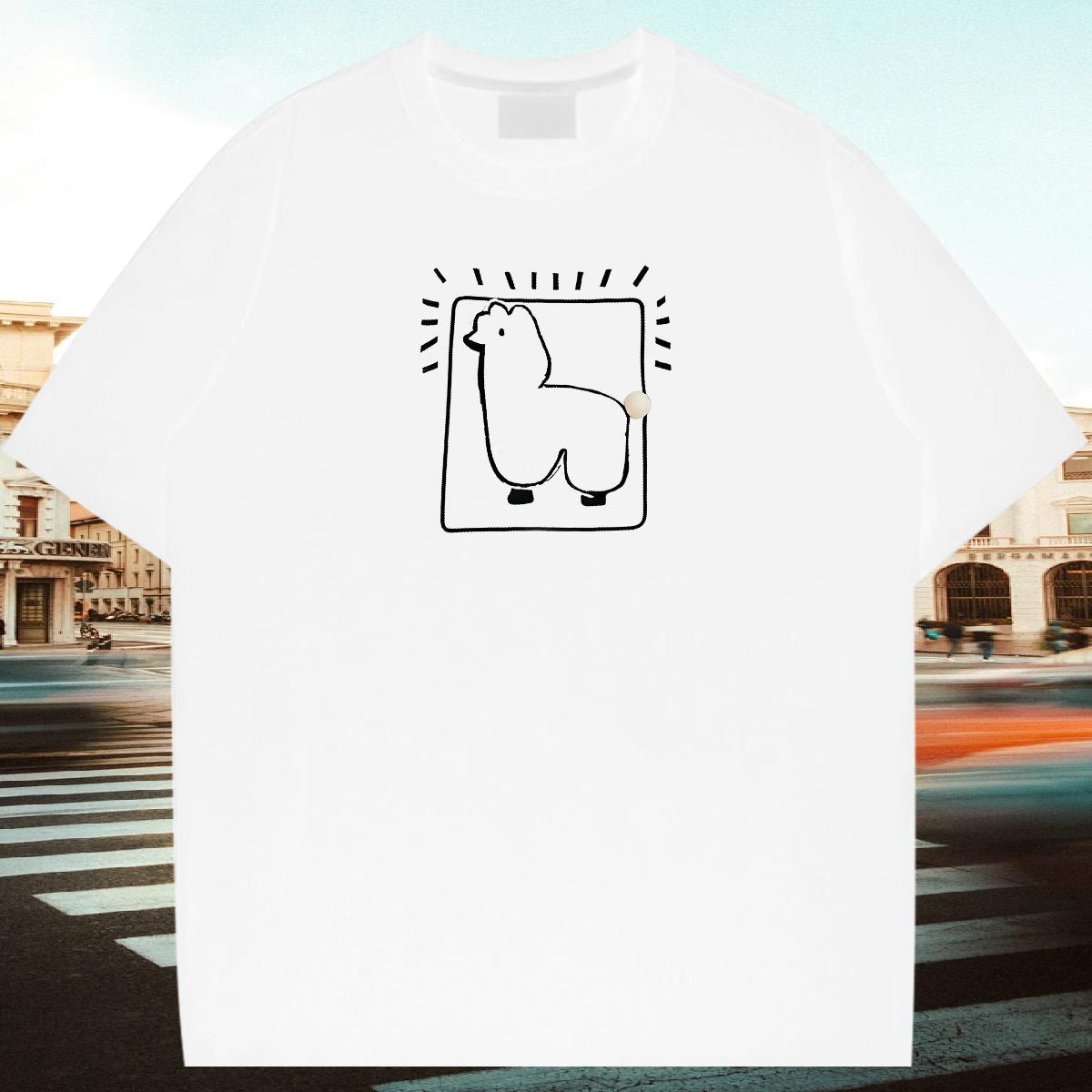 Loose Fit Tshirt for Man Woman 230g 100% Cotton Spring Summer sheep Floral Print Crew Neck DIY Customized Men T Shirts Tshirts