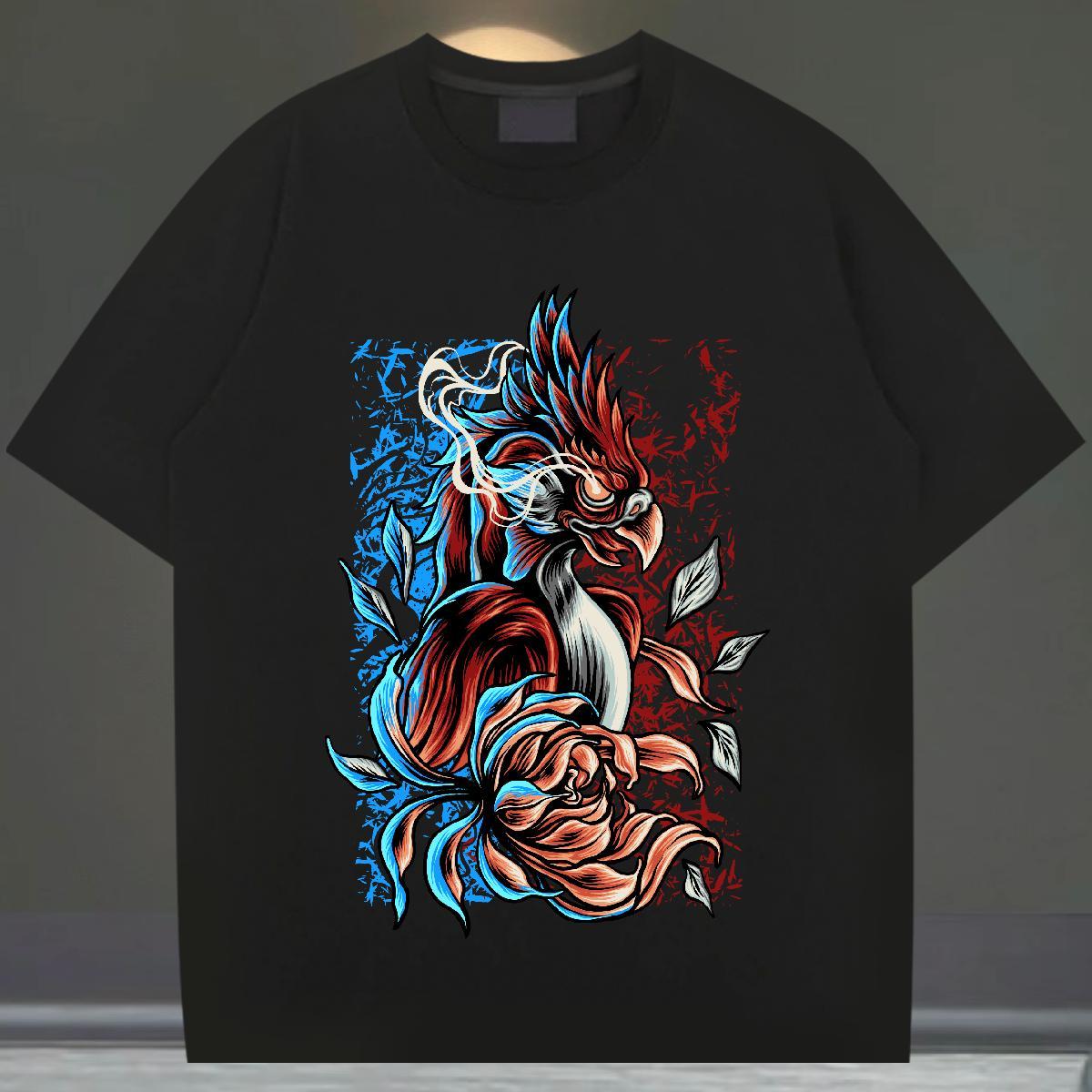 Brand Couples T Shirts 230g Pure Cotton Hip Hop eagle DIY Anime O Neck Short Sleeves Fashion T-Shirts for Men Top Tees
