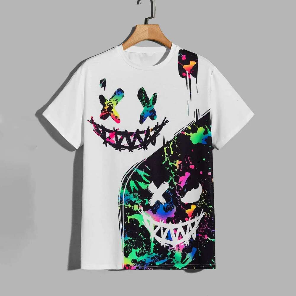 Summer shirts t shirt Street Fashion T-Shirt For Men Short Sleeve Hip Hop Print Tee Handsome Male T Shirt
