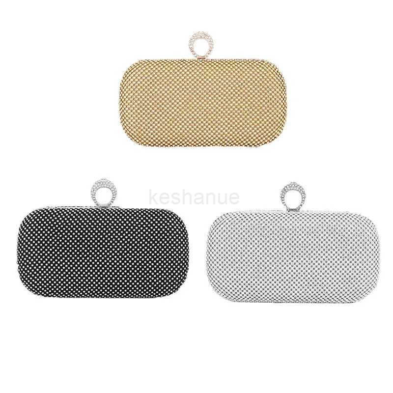 Luxury Chain Diamond Evening Bags Elegant Women Sparkle Ring Shoulder Bags Fashion Crossbody Bags Banquet Clutch Purse HandbagsXJ240729