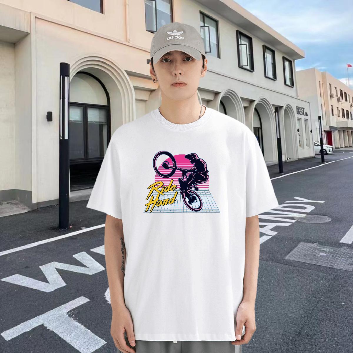 High Quality Men Clothes T-Shirt 230g Cotton Sport Motorcycle Custom Cartoon Round Neck Short Sleeve DIY Customized T-Shirts for Men Tops