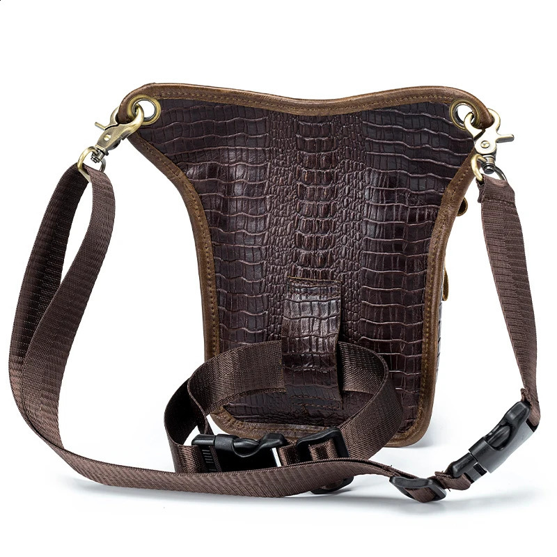 SCHLATUM Genuine Leather Men Multifunction Design Grain Belt Pack Drop Motorcycle Fanny Waist Belt Pack Drop Leg Bag 240729