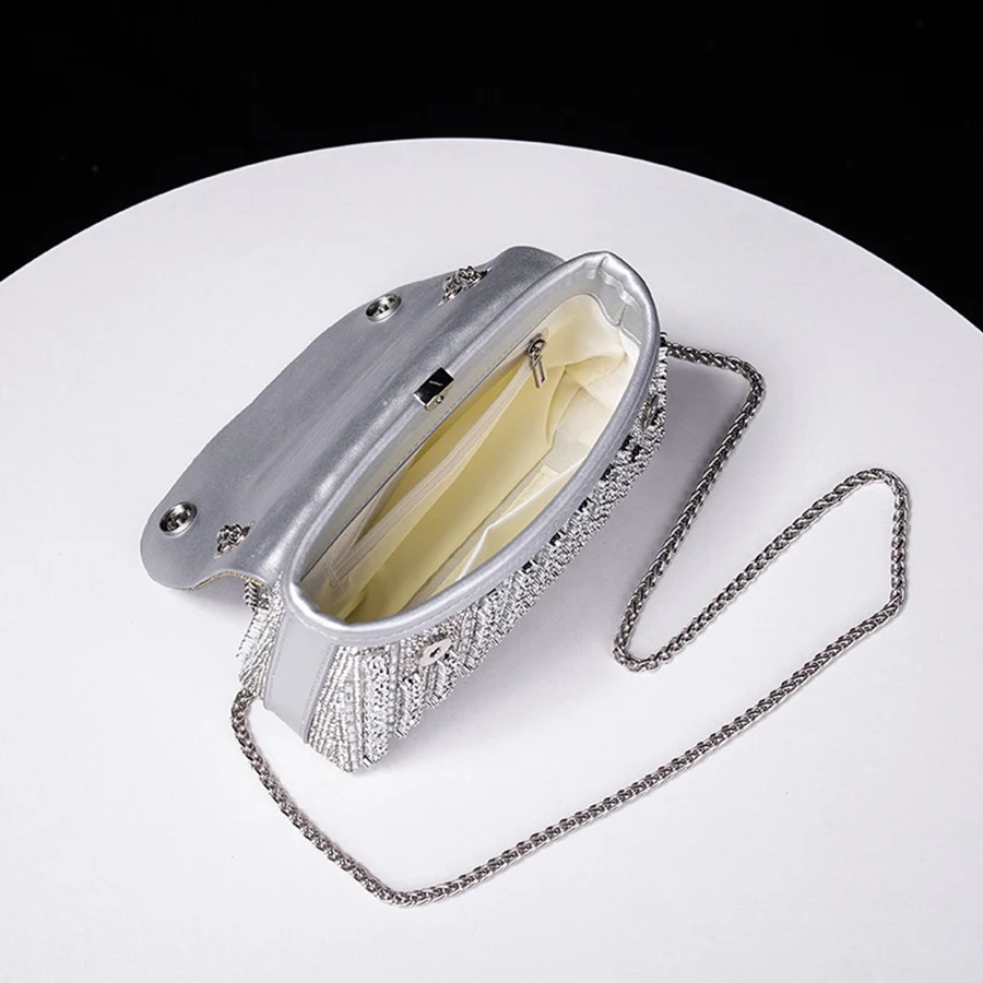 Bling Rhinestone Evening Clutch Purse Women Korean Diamond Chains Cover Dinner Party Handbag Ladies Small Square Shoulder Bag 250110
