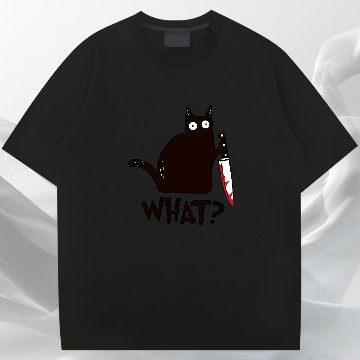 Unisex Tshirt for Man Woman 230g Cotton Sports Casual cat Anime Crew Neck Fashion New T-Shirts Tops