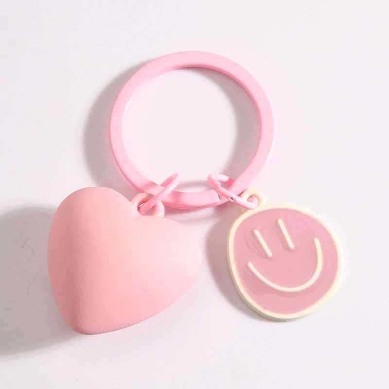 Cute Heart Keychains Pink Smile Love Romantic Key Rings Good Gift For Women Girlfriend Handbag Accessories DIY Handmade JewelryL240729
